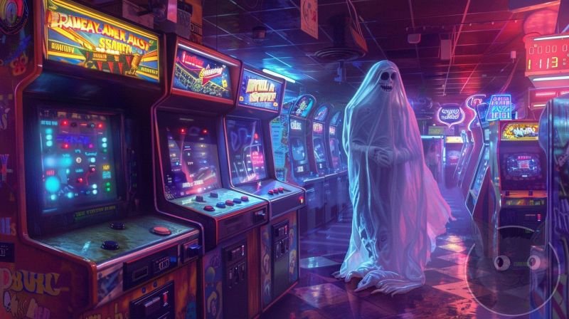 lallen_A_ghost_floating_in_front_of_arcade_machines_in_the_styl_535c690e-69eb-4471-9181-29aeefc4bdc7