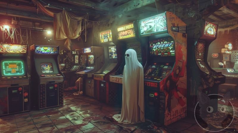lallen_A_ghost_floating_in_front_of_arcade_machines_in_the_styl_591e2fc7-a4c2-435b-b3cb-98c3e8630262