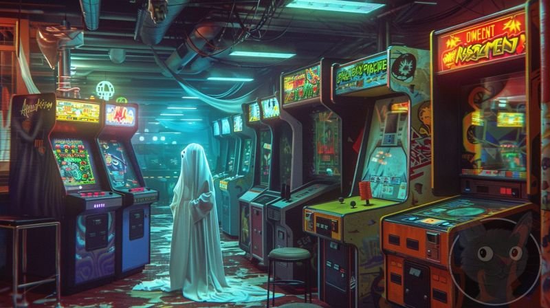 lallen_A_ghost_floating_in_front_of_arcade_machines_in_the_styl_90ae5c6b-2f88-491e-8480-d9ae7e73c417