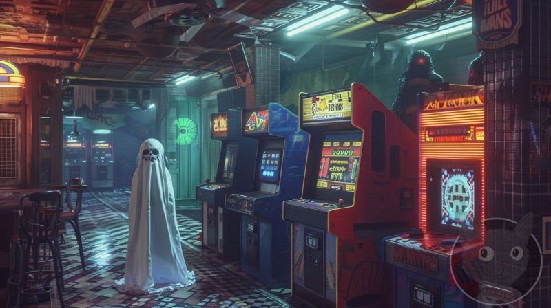 lallen_A_ghost_floating_in_front_of_arcade_machines_in_the_styl_b2bcb2ed-08e2-4d9d-8702-37e6cb935f33