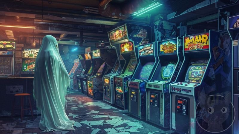 lallen_A_ghost_floating_in_front_of_arcade_machines_in_the_styl_e3ab4252-7a57-43ae-938e-a745d5aa99b1