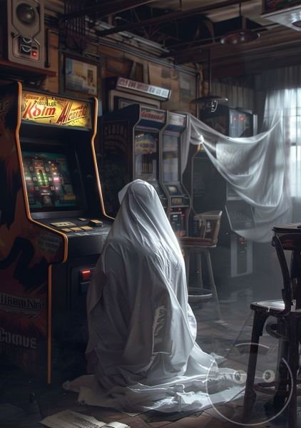 lallen_A_ghost_wearing_white_sheets_sitting_in_front_of_an_arca_24b8777a-2e02-476a-ba07-c852132ee941
