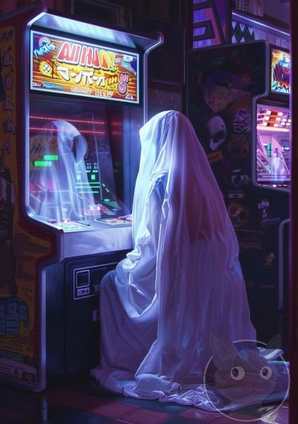 lallen_A_ghost_wearing_white_sheets_sitting_in_front_of_an_arca_301cd9bd-502d-4247-8b71-452f83ef555f