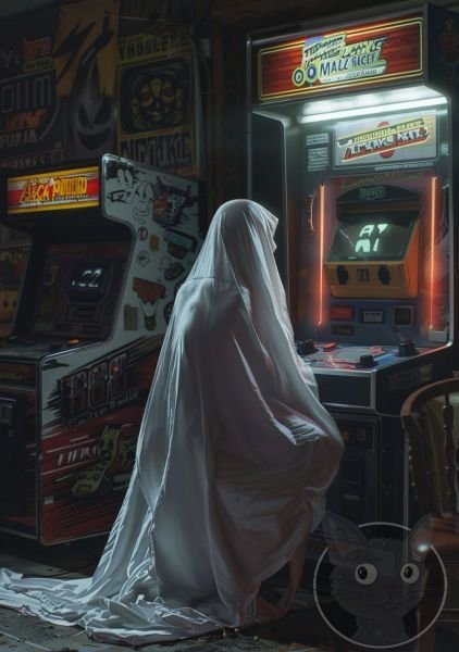 lallen_A_ghost_wearing_white_sheets_sitting_in_front_of_an_arca_6df28468-8b98-4d10-8429-dd351eeedf08