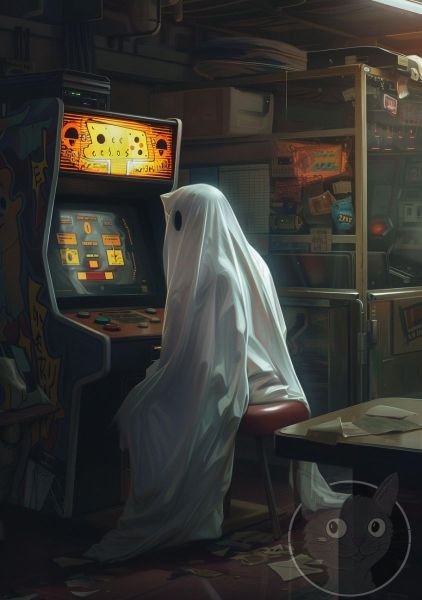 lallen_A_ghost_wearing_white_sheets_sitting_in_front_of_an_arca_918e772c-c8d0-4629-9c4c-127cffac16e2