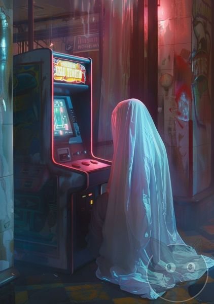 lallen_A_ghost_wearing_white_sheets_sitting_in_front_of_an_arca_91bb75b5-ab82-49b6-aefa-bc40b990c16a