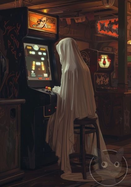 lallen_A_ghost_wearing_white_sheets_sitting_in_front_of_an_arca_ceb7b09f-f1d9-4be9-a7e6-37da9ea7aac2