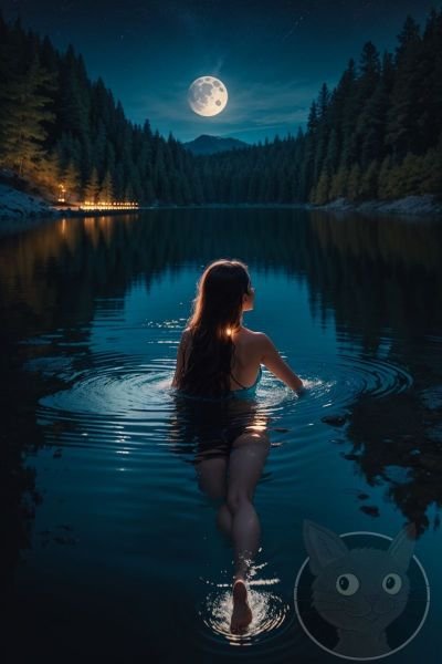 DreamShaper_v6_27_year_old_woman_natural_swimming_in_a_lake_on_1