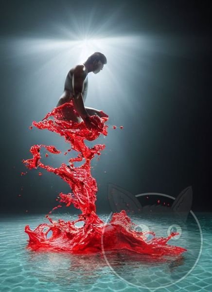 lallen_Samoa_man_kneeling_in_a_pool_of_red_liquid_splashes_drip_54693655-a80e-4efb-8663-189101708e60