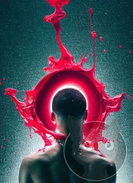 lallen_man_kneeling_in_a_pool_of_red_liquid_splashes_dripping_f_98e335d4-6f5d-4bd9-982d-8a662a2bd086