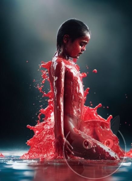 lallen_young_indian_girl_kneeling_in_a_pool_of_red_liquid_splas_8dbef347-9185-4c92-9ea4-80238d1d804b