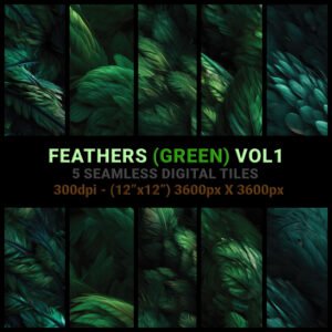 Green Feather Tile Title - Seamless Tiles - Lallen Design