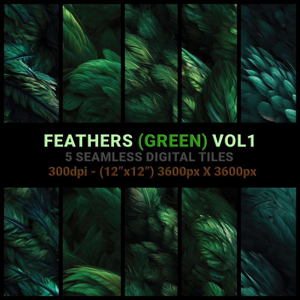 Green Feather Tile Title - Seamless Tiles - Lallen Design