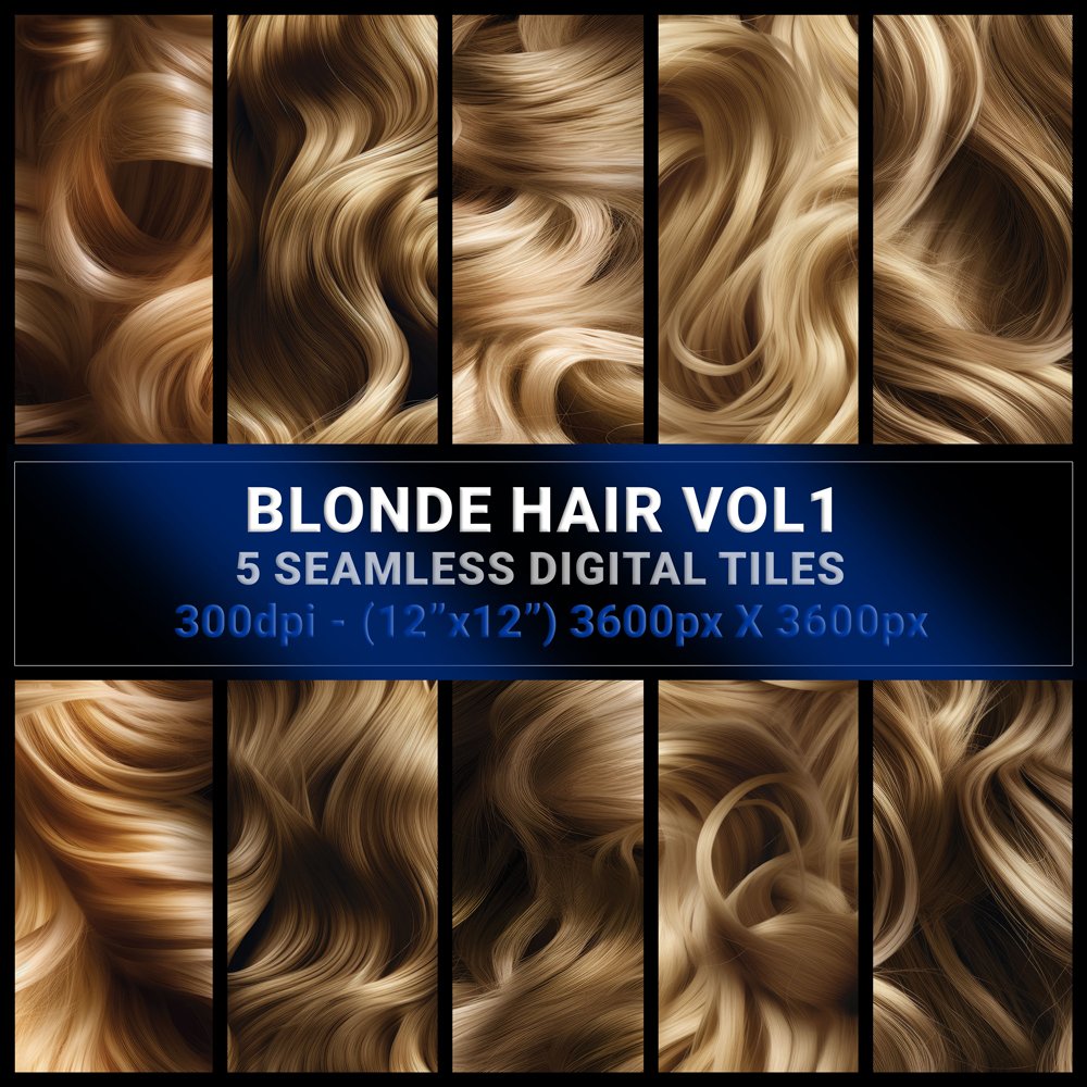 Blonde Hair Vol1 - Seamless Tiles - Lallen Design