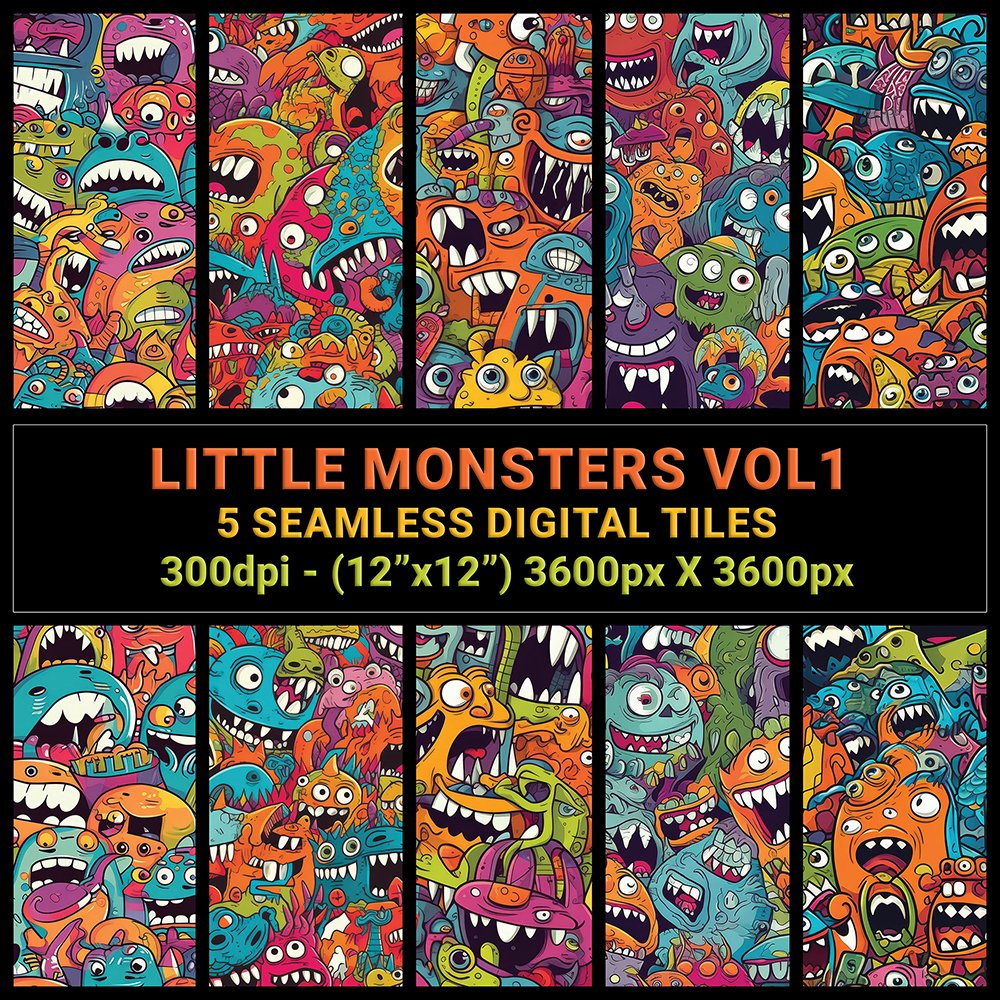 Little Monsters v01 - Seamless Tiles - Lallen Design