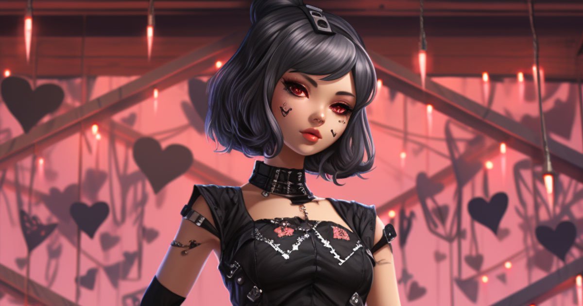 Bubblegum Goth Girl - Lallen Design - AI Art Gallery